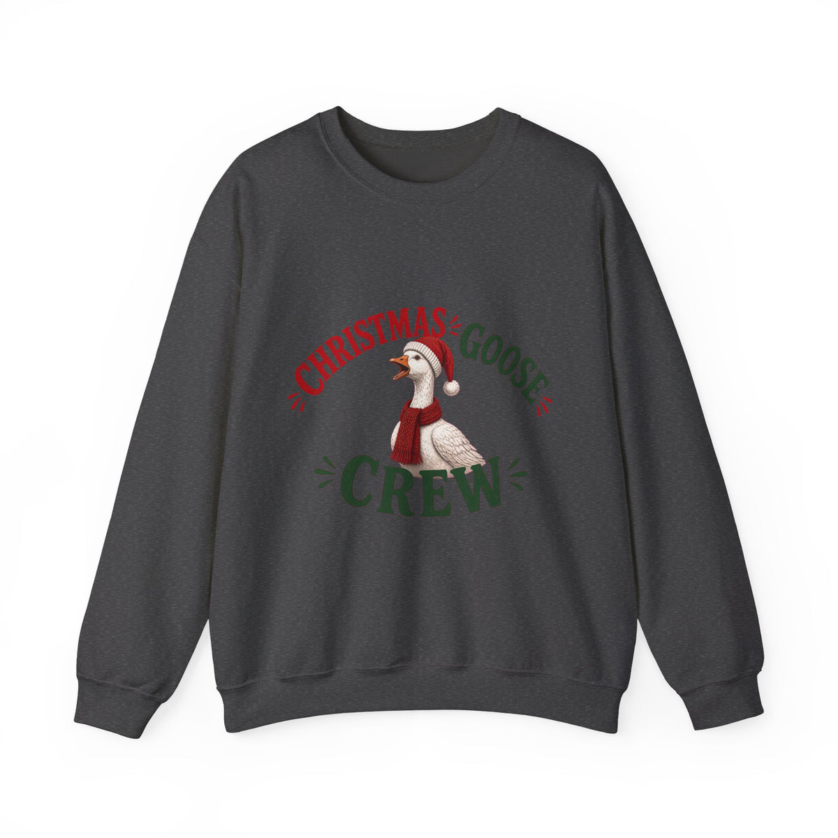 Christmas Goose Crew Crewneck Sweatshirt Cozy Holiday Gift in Dark Heather