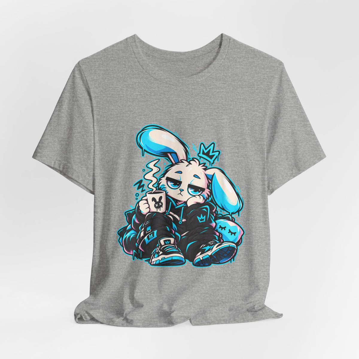 Sleepy Cyber Bunny Coffee Graphic Tee
