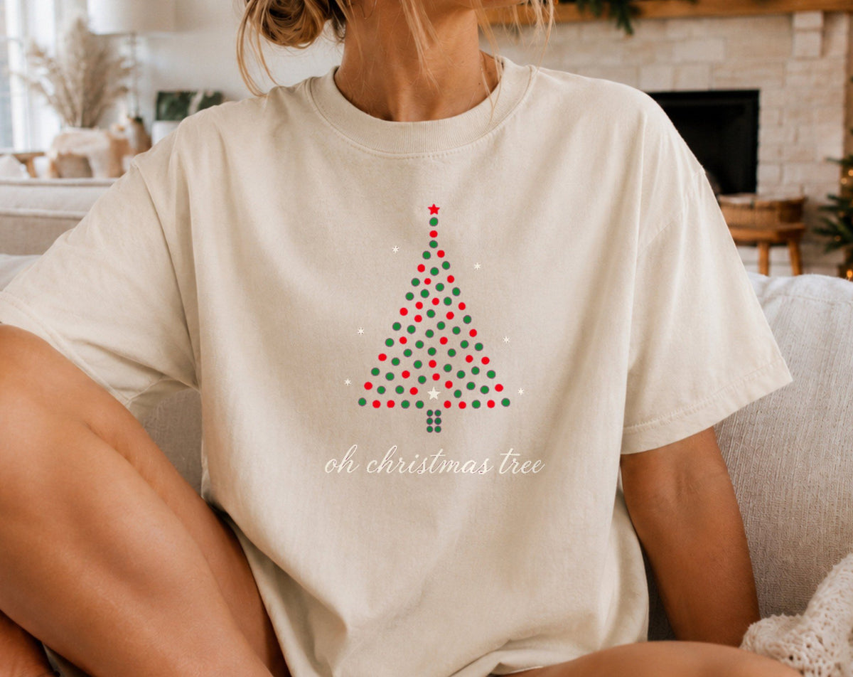 Dotted Christmas Tree oversized graphic tee, Ivory, photo 4