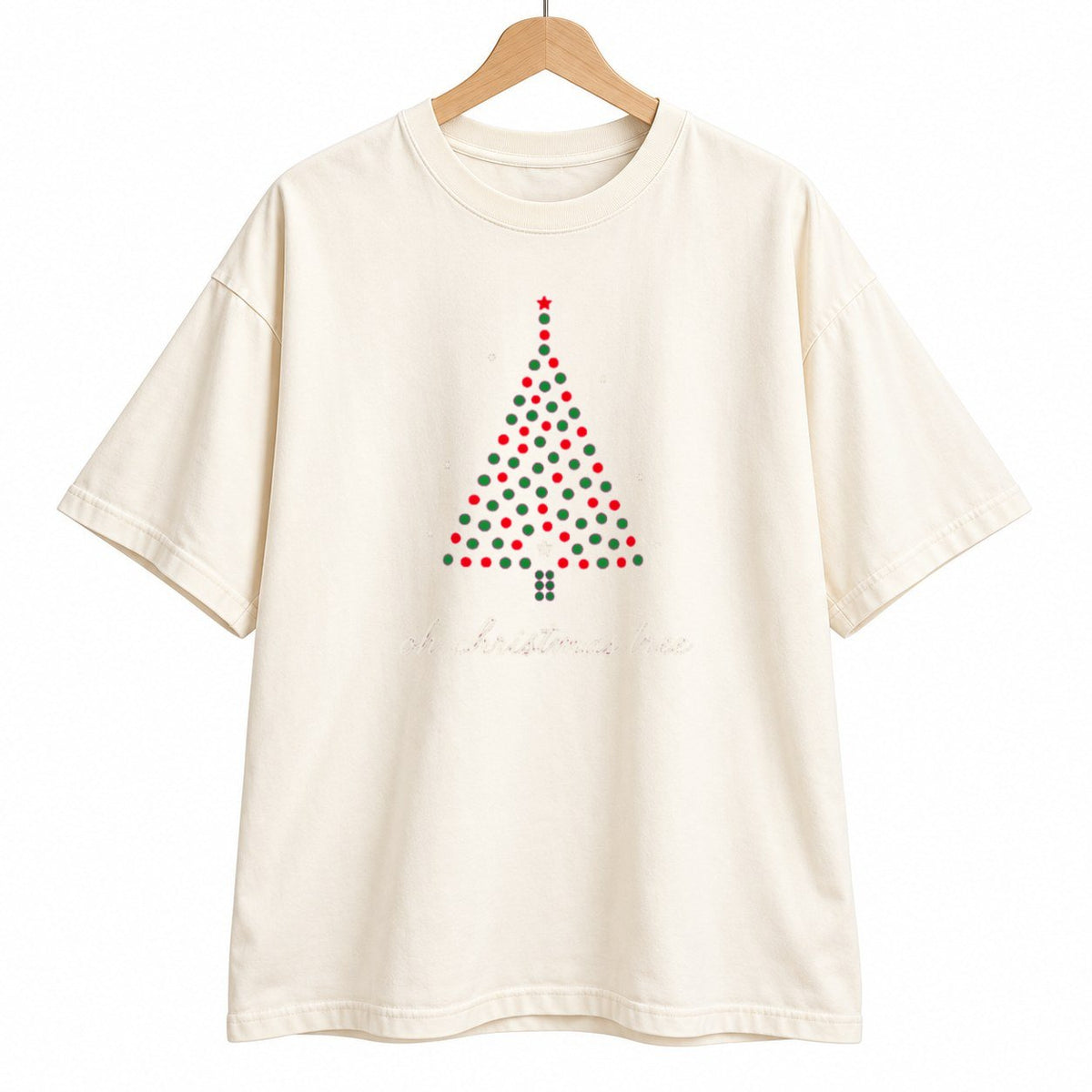 Dotted Christmas Tree oversized graphic tee, Ivory, photo 7