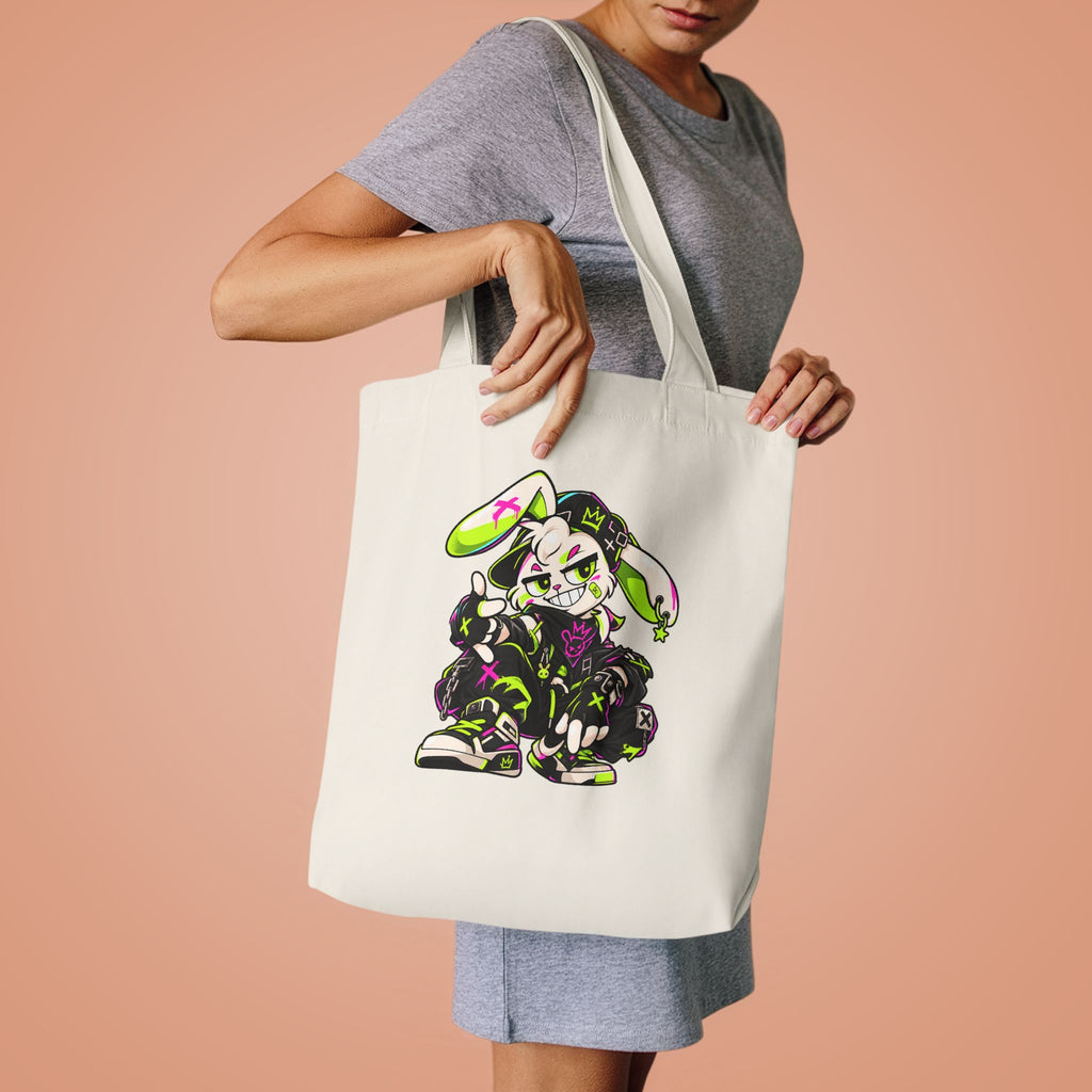 Neon Punk Bunny Cotton Tote Bag
