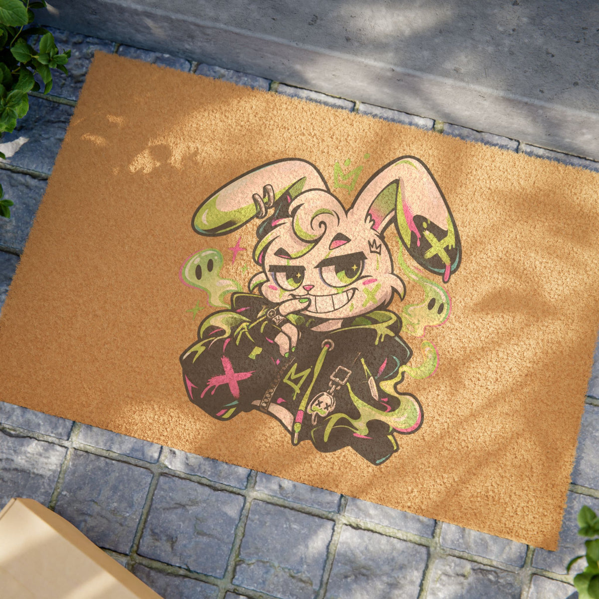 Neon Goth Bunny Doormat