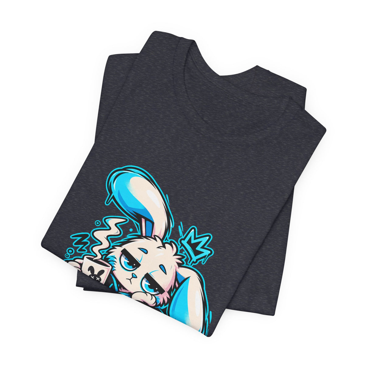 Sleepy Cyber Bunny Coffee Graphic Tee