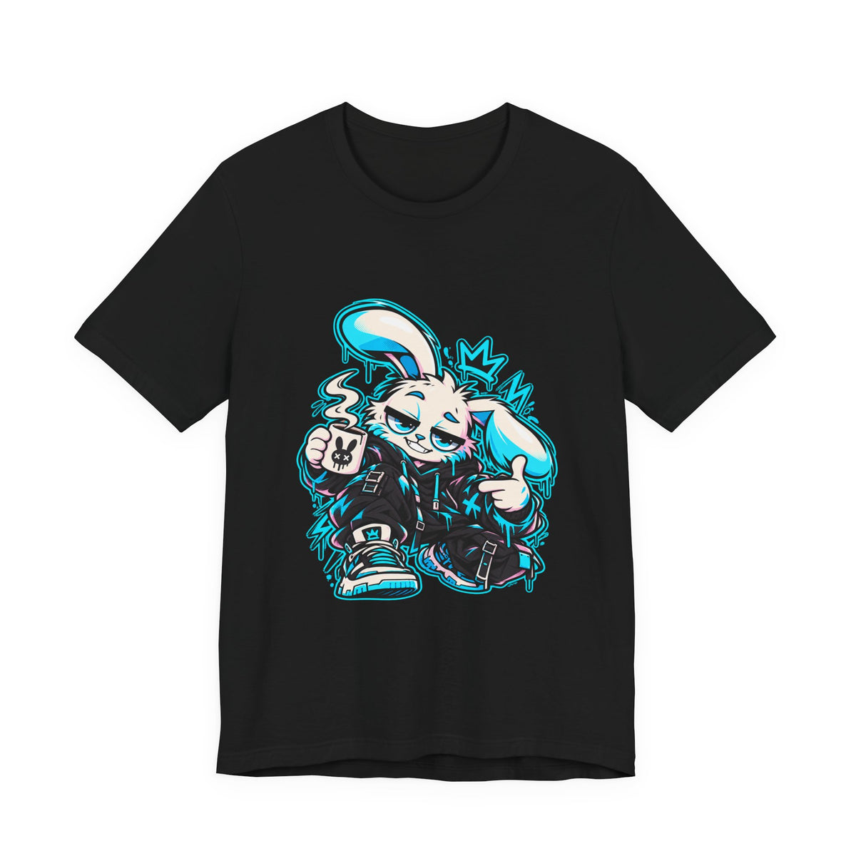 Graffiti Rabbit Coffee Premium Jersey Tee in Black