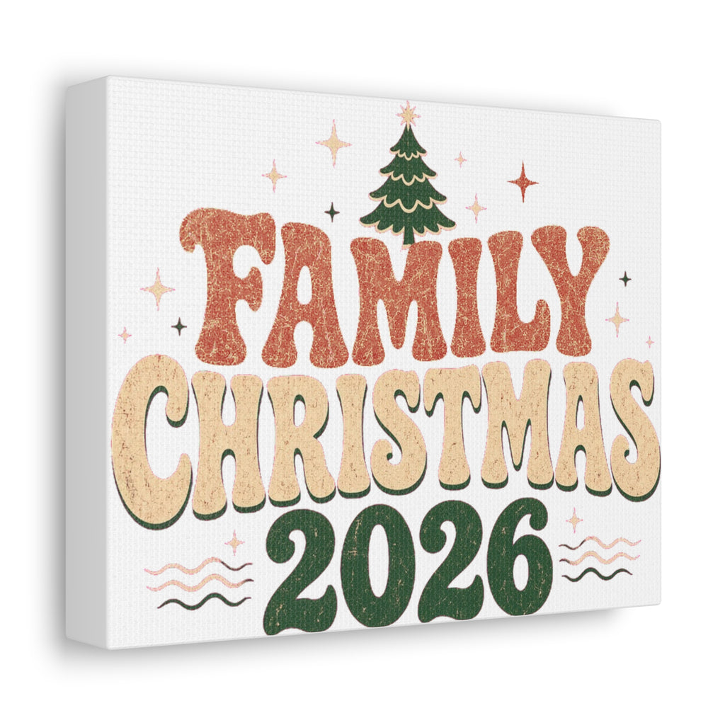 Retro Family Christmas 2026 Stretched Canvas