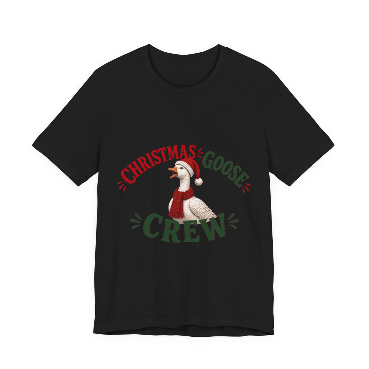 Christmas Goose Crew Premium Jersey Tee Holiday Graphic Shirt in Black