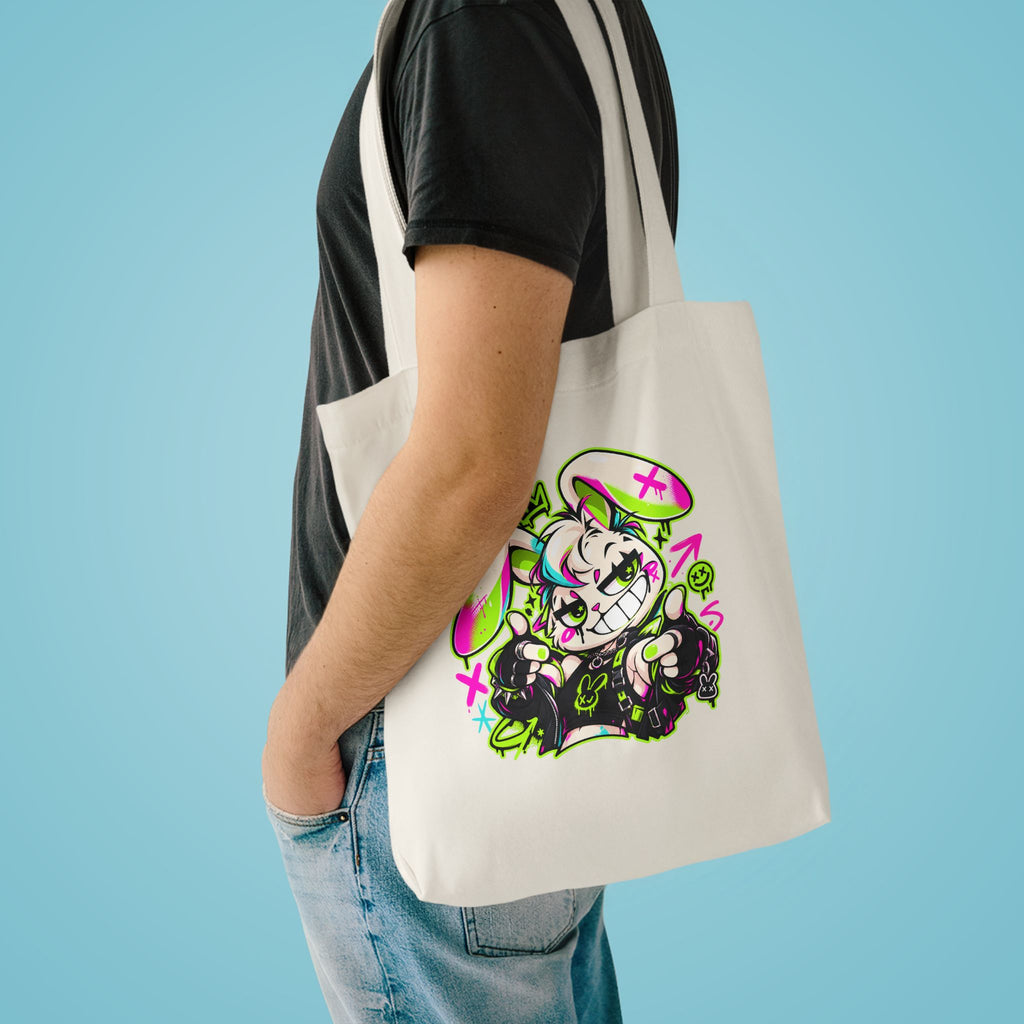 Punk Bunny Graffiti Cotton Tote Bag