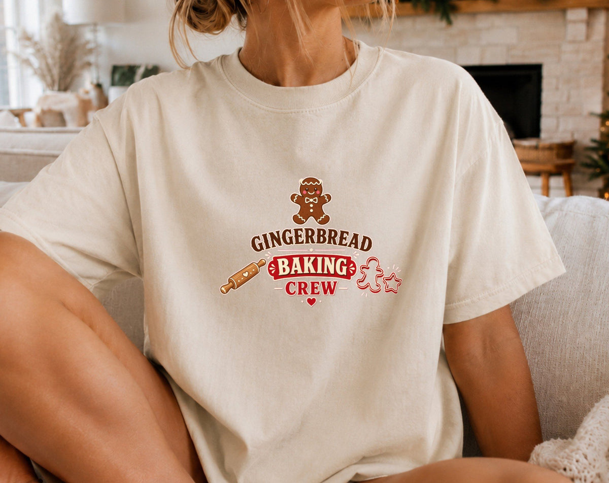 Gingerbread Baking Crew oversized graphic tee, Ivory, photo 4