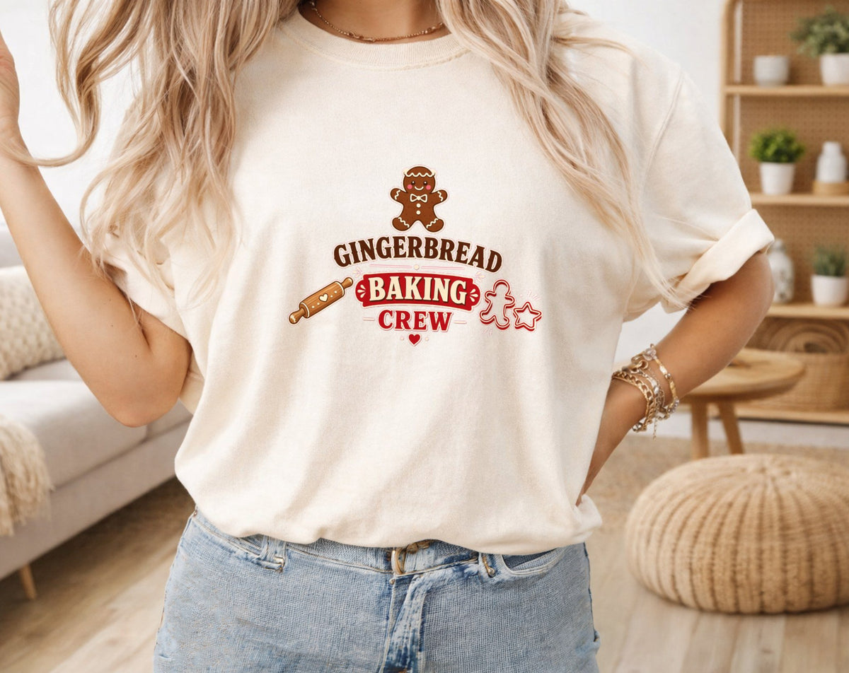Gingerbread Baking Crew oversized graphic tee, Ivory, photo 6