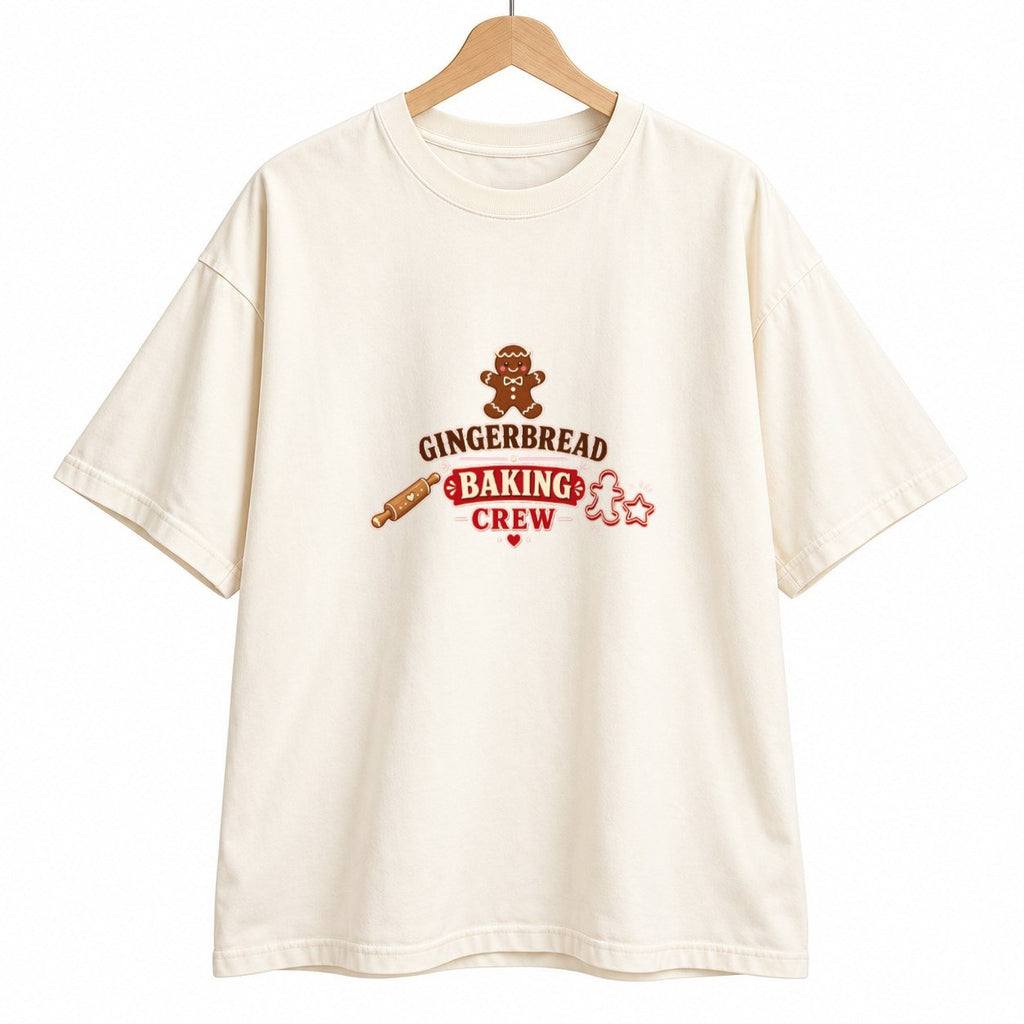 Gingerbread Baking Crew oversized graphic tee, Ivory, photo 7