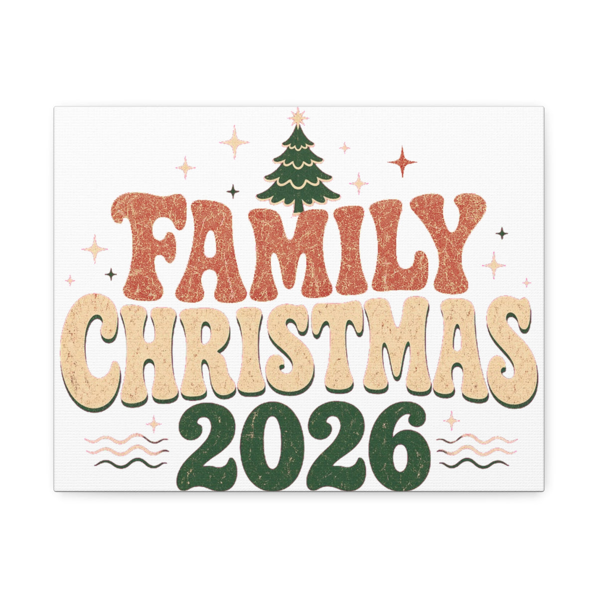 Retro Family Christmas 2026 Stretched Canvas