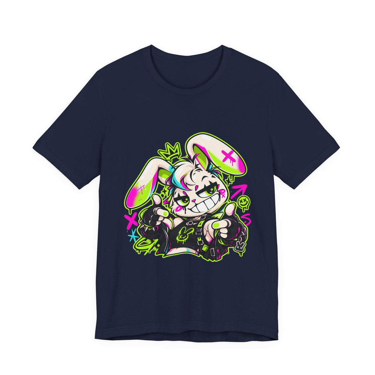 Punk Bunny Graffiti Premium Jersey Tee in Navy