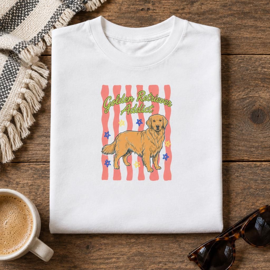 Golden Retriever Addict T-Shirt in White