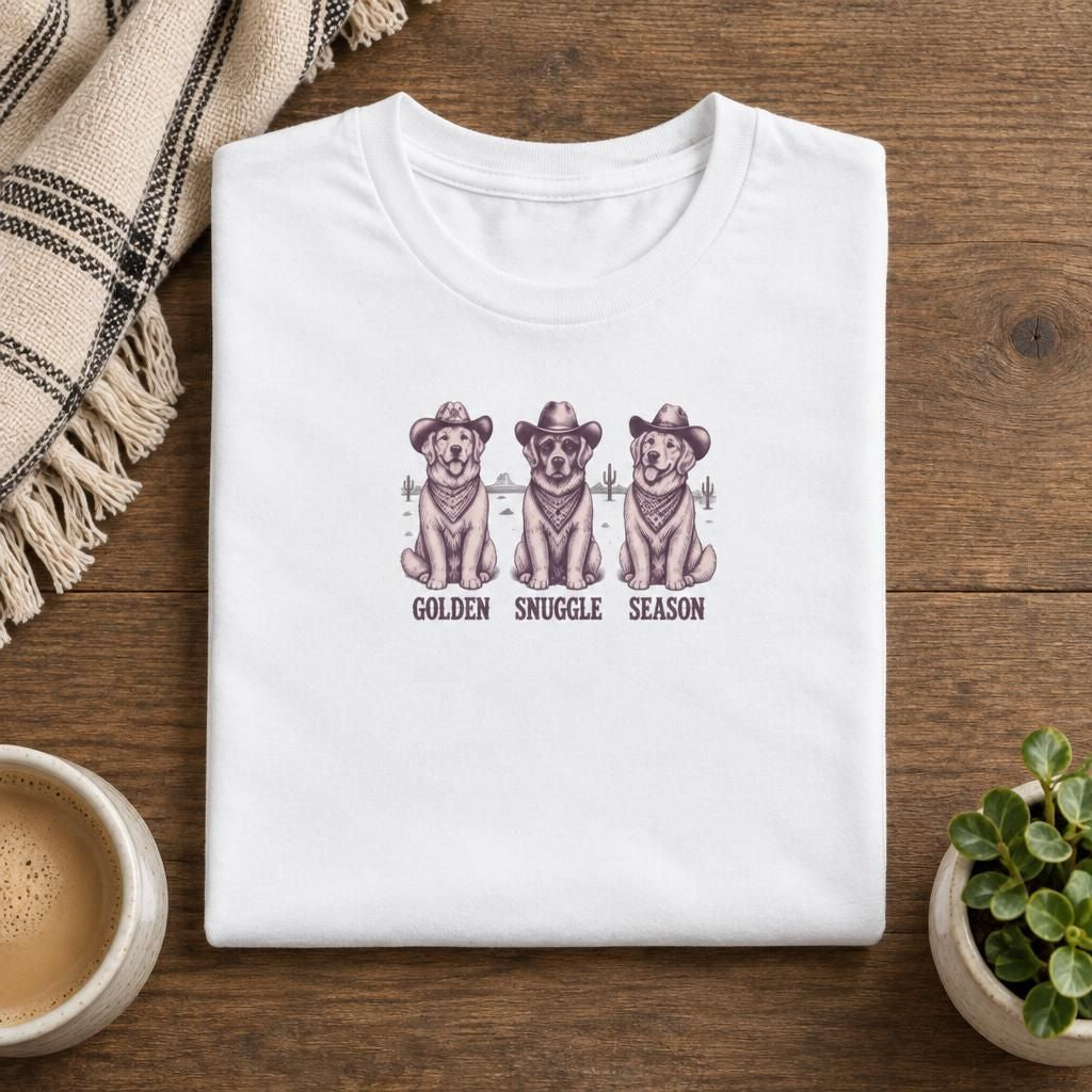 Golden Snuggle Season - Retriever Mom Tee in White