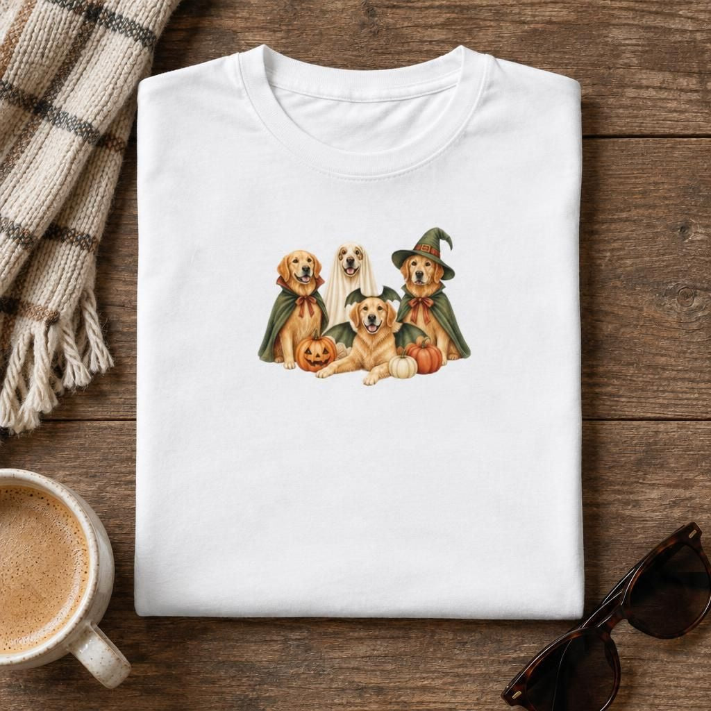 Golden Retriever Halloween Costumes Tee in White