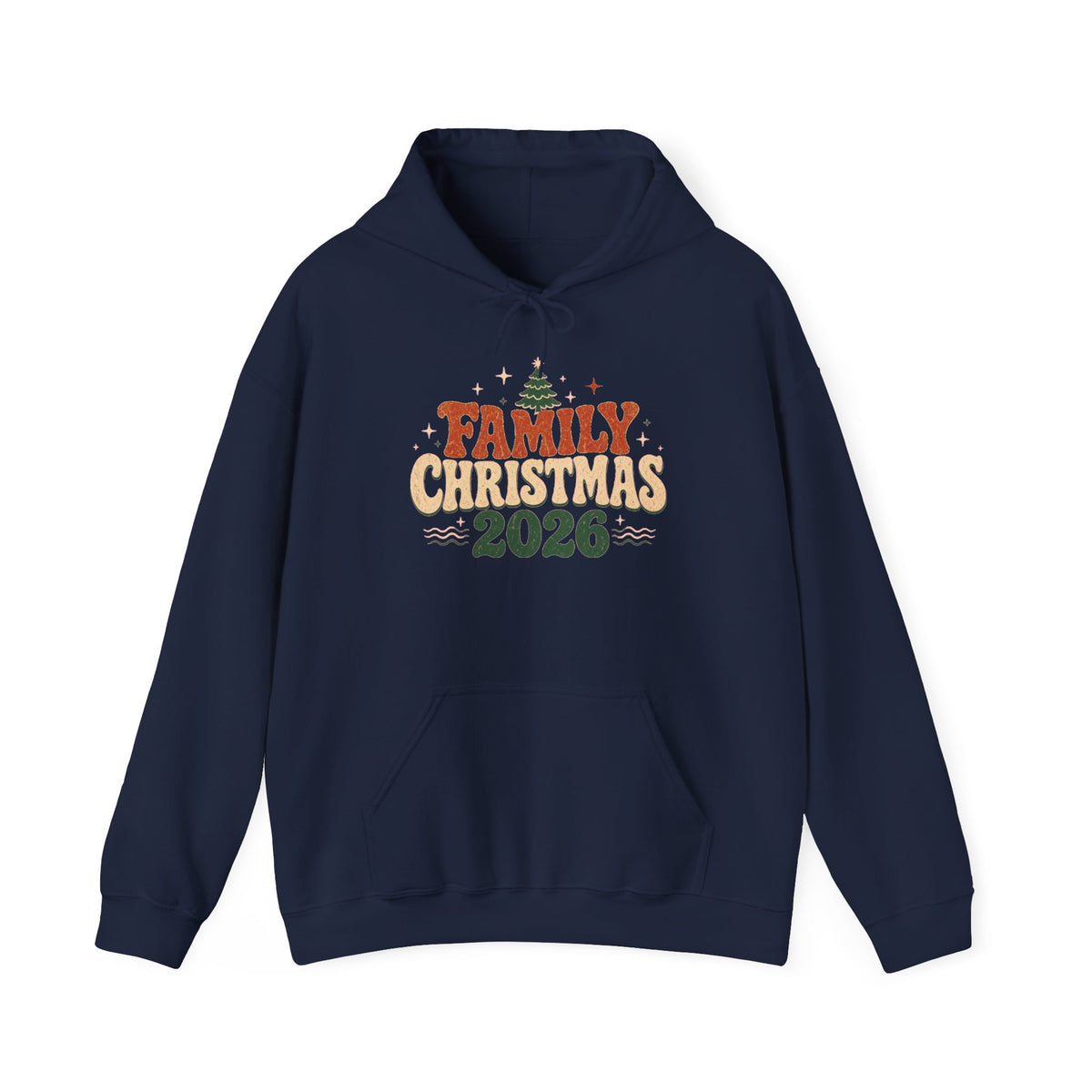 Retro Family Christmas 2026 Hoodie in Navy