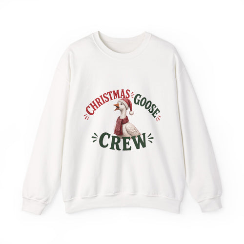 Christmas Goose Crew Crewneck Sweatshirt Cozy Holiday Gift in White