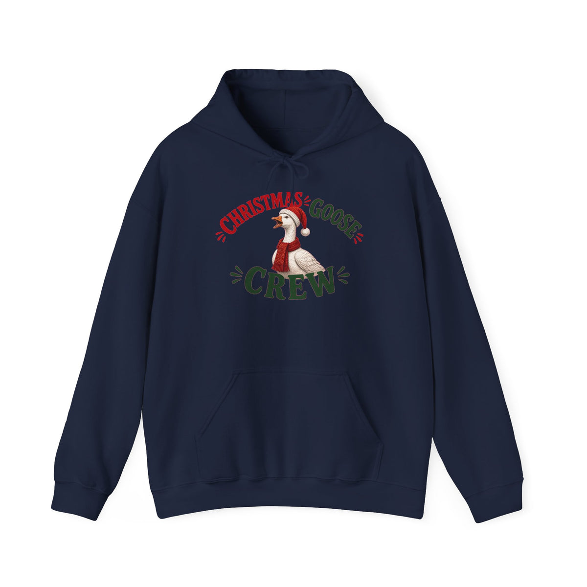 Christmas Goose Crew Hoodie Festive Goose Sweatshirt in Navy