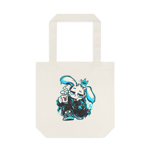 Graffiti Rabbit Coffee Cotton Tote Bag in Cream