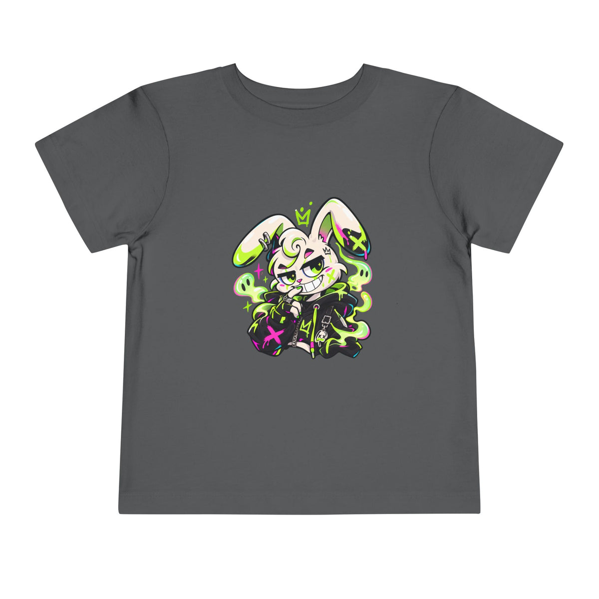 Neon Goth Bunny Toddler Tee in Asphalt