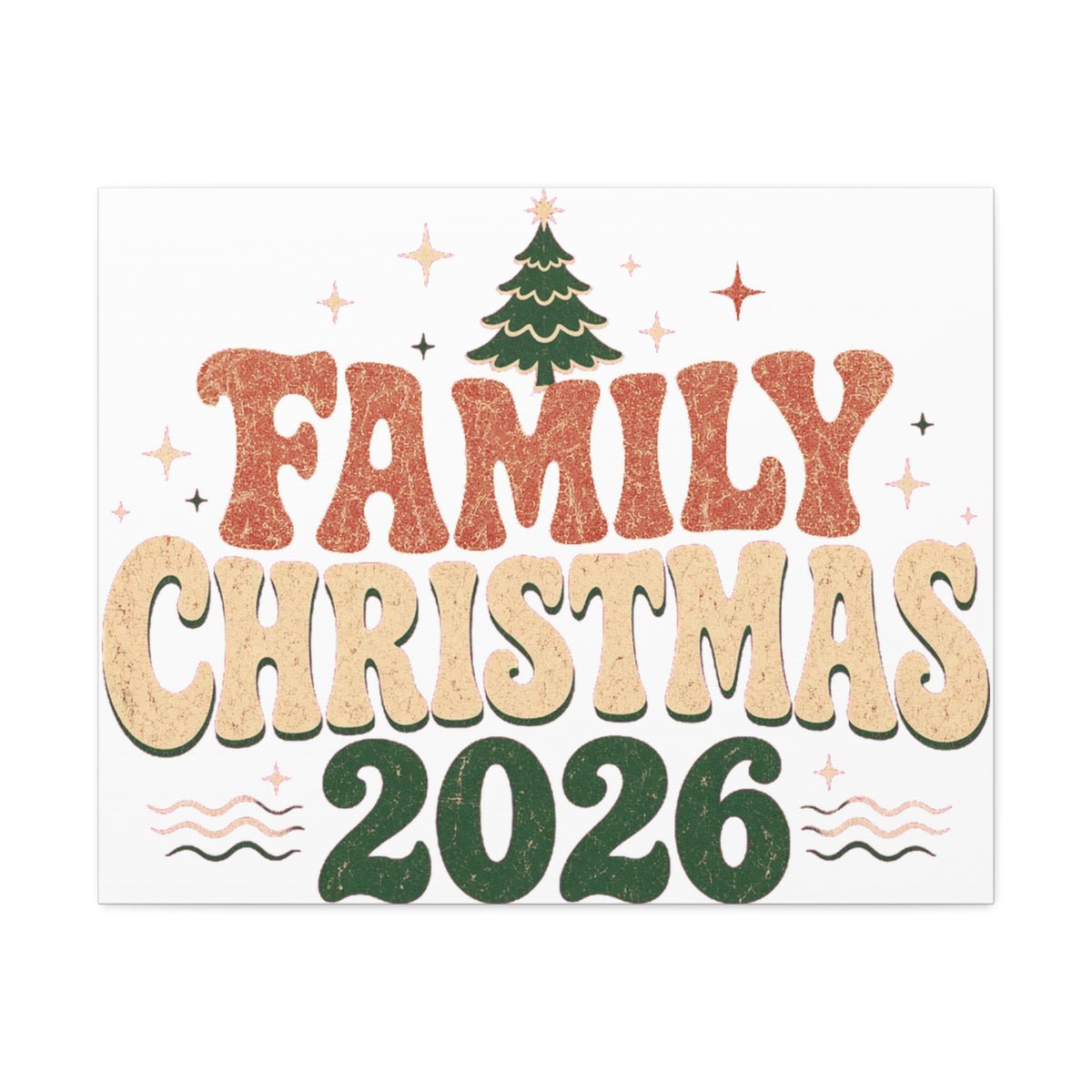 Retro Family Christmas 2026 Stretched Canvas
