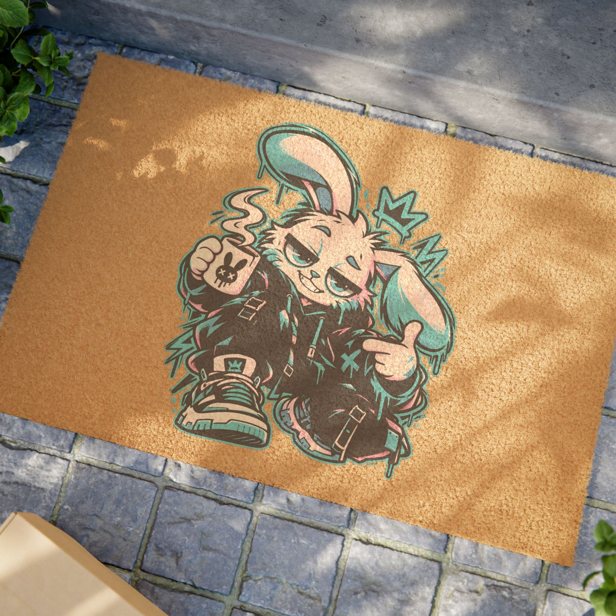 Graffiti Rabbit Coffee Doormat