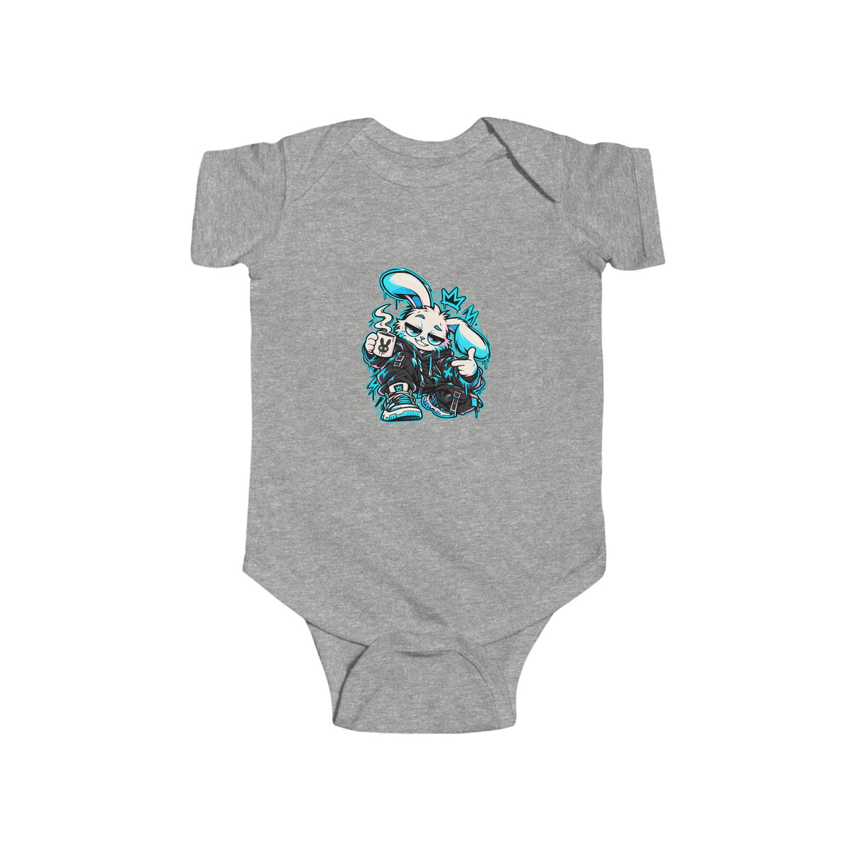 Graffiti Rabbit Coffee Infant Bodysuit in Heather