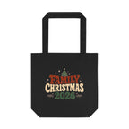 Retro Family Christmas 2026 Cotton Tote Bag in Black