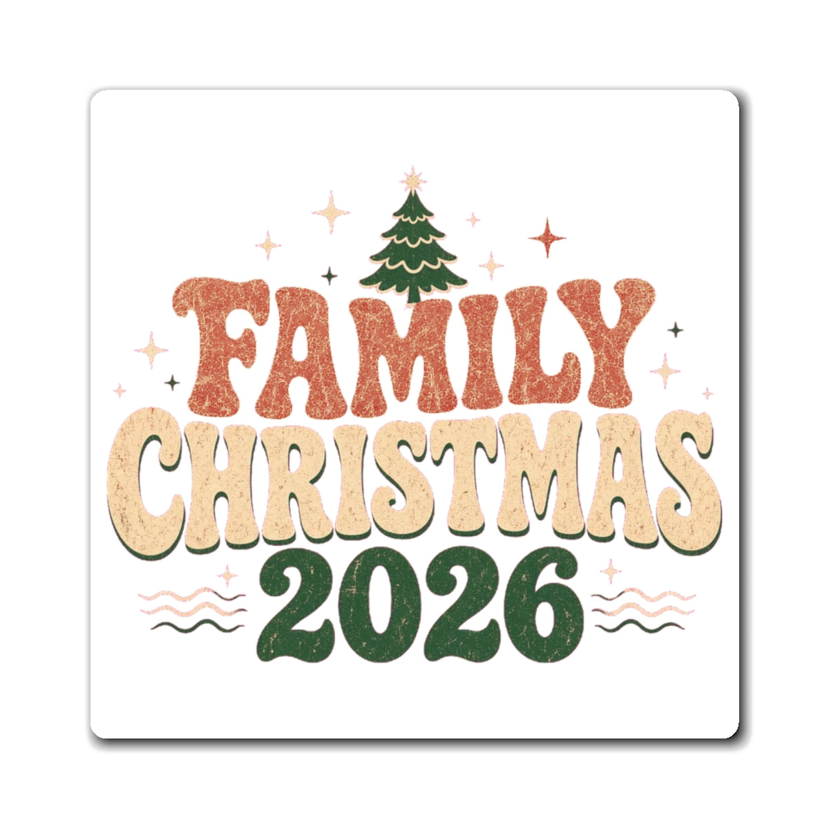 Retro Family Christmas 2026 Magnet