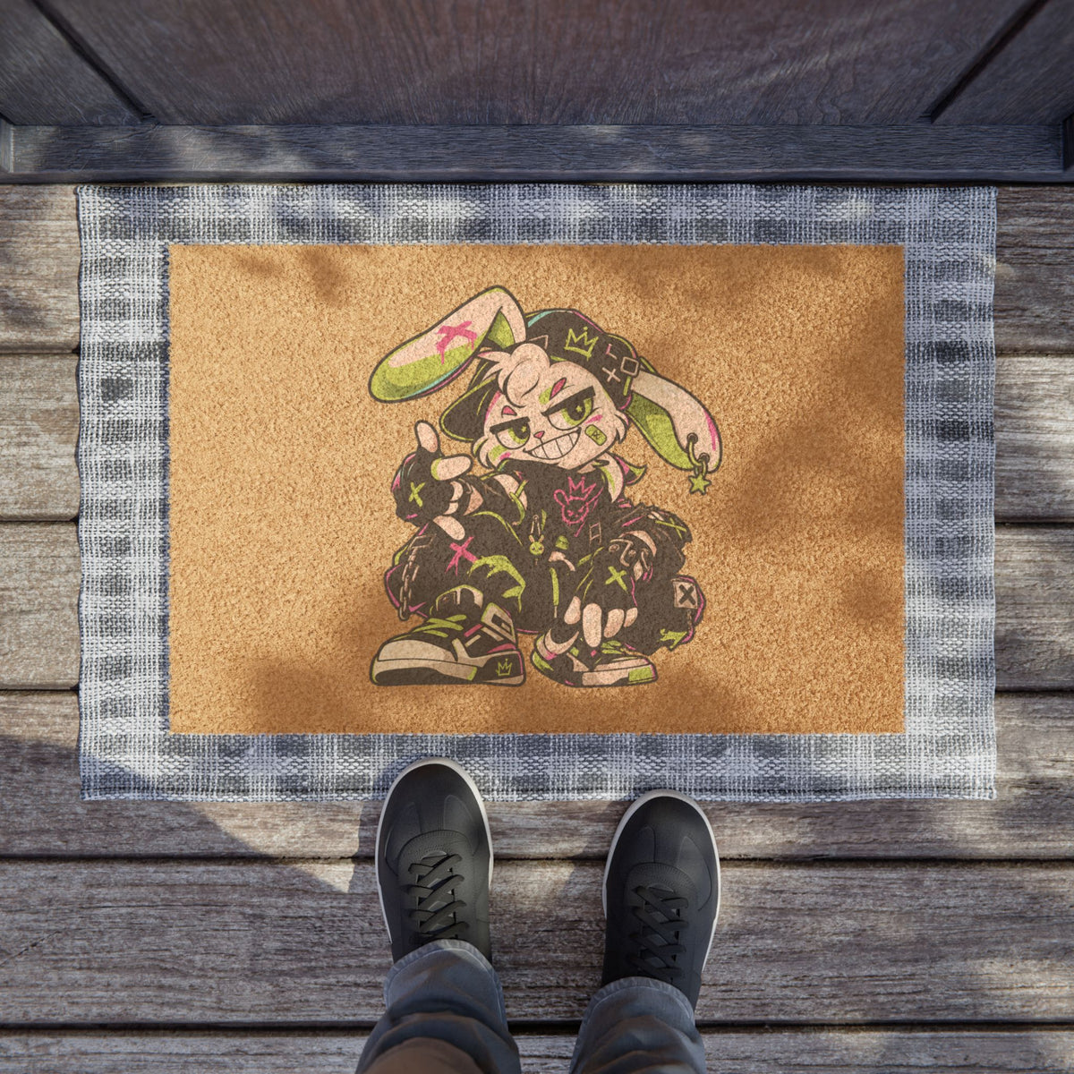 Neon Punk Bunny Doormat