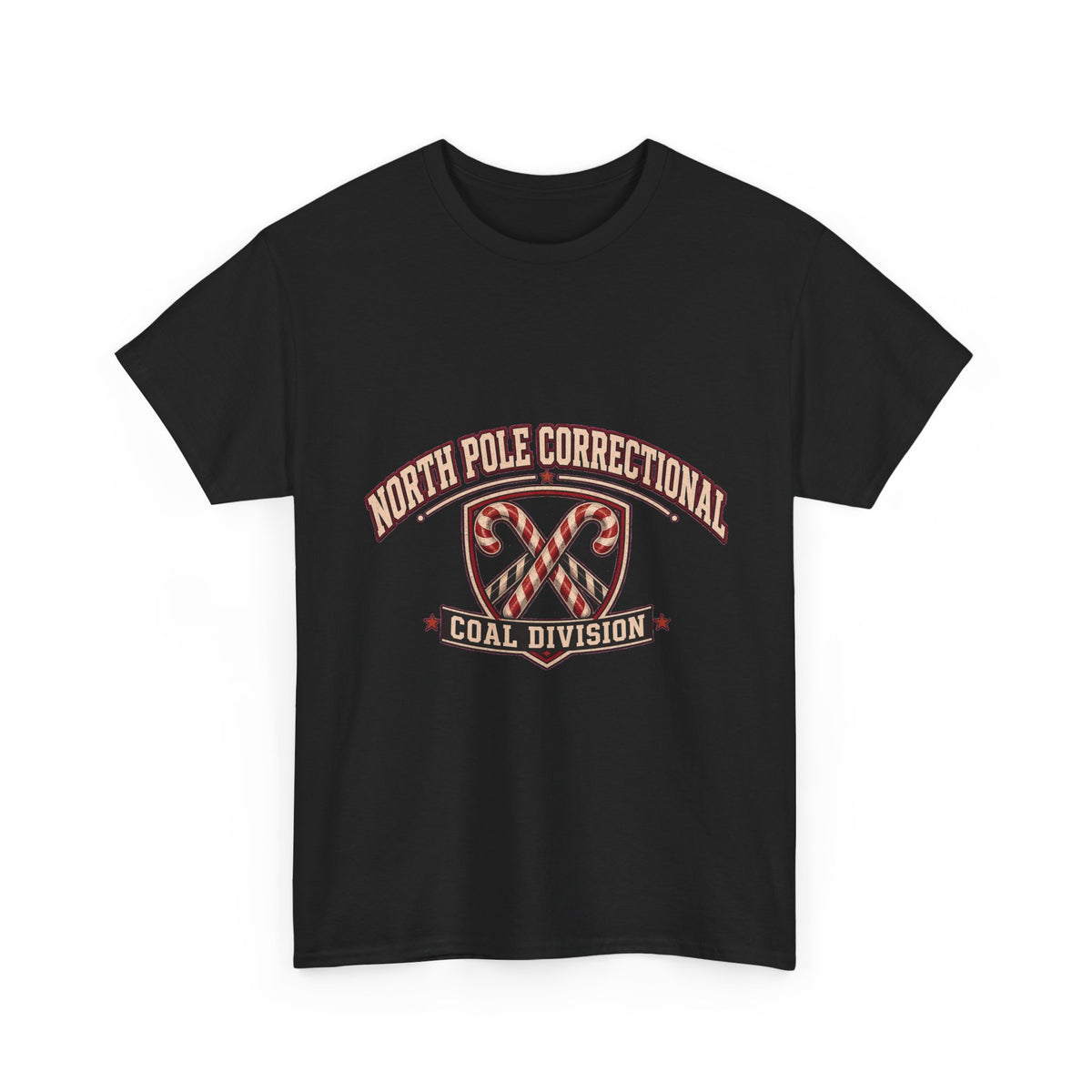 North Pole Correctional Coal Division Christmas Tee in Black