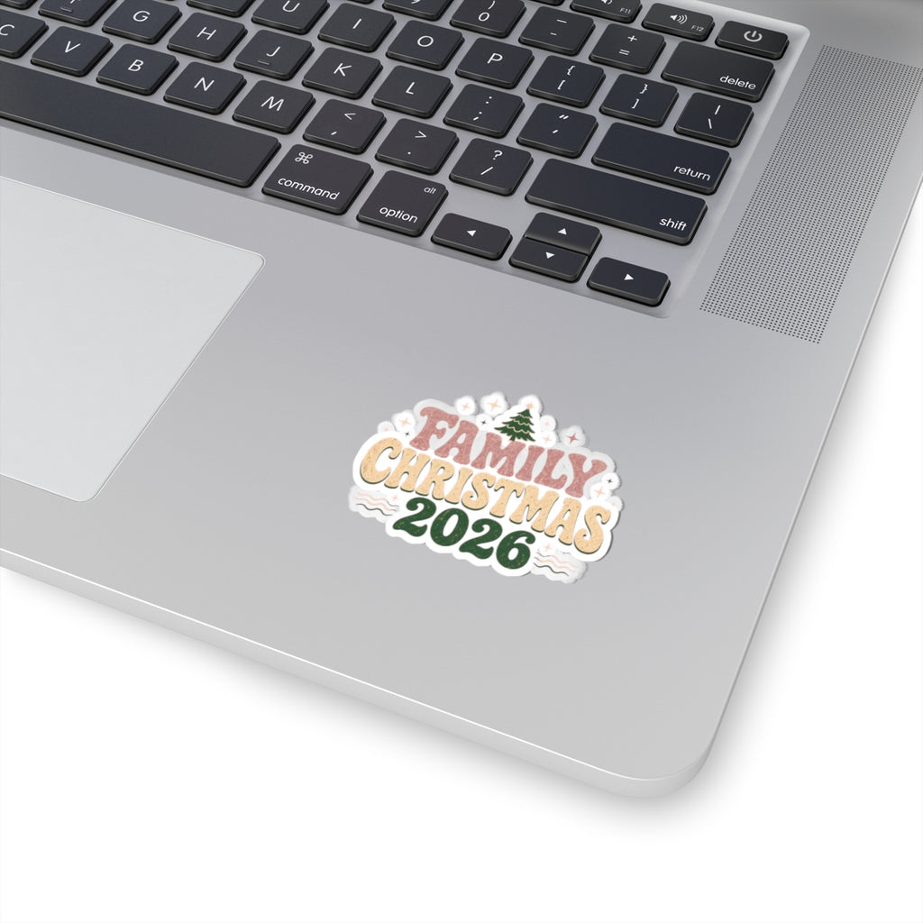 Retro Family Christmas 2026 Kiss-Cut Sticker