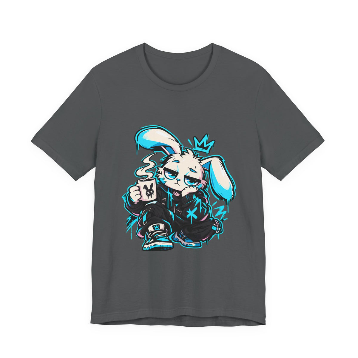 Graffiti Rabbit Coffee Premium Tee in Asphalt