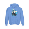 Graffiti Rabbit Coffee Kids Hoodie in Carolina Blue