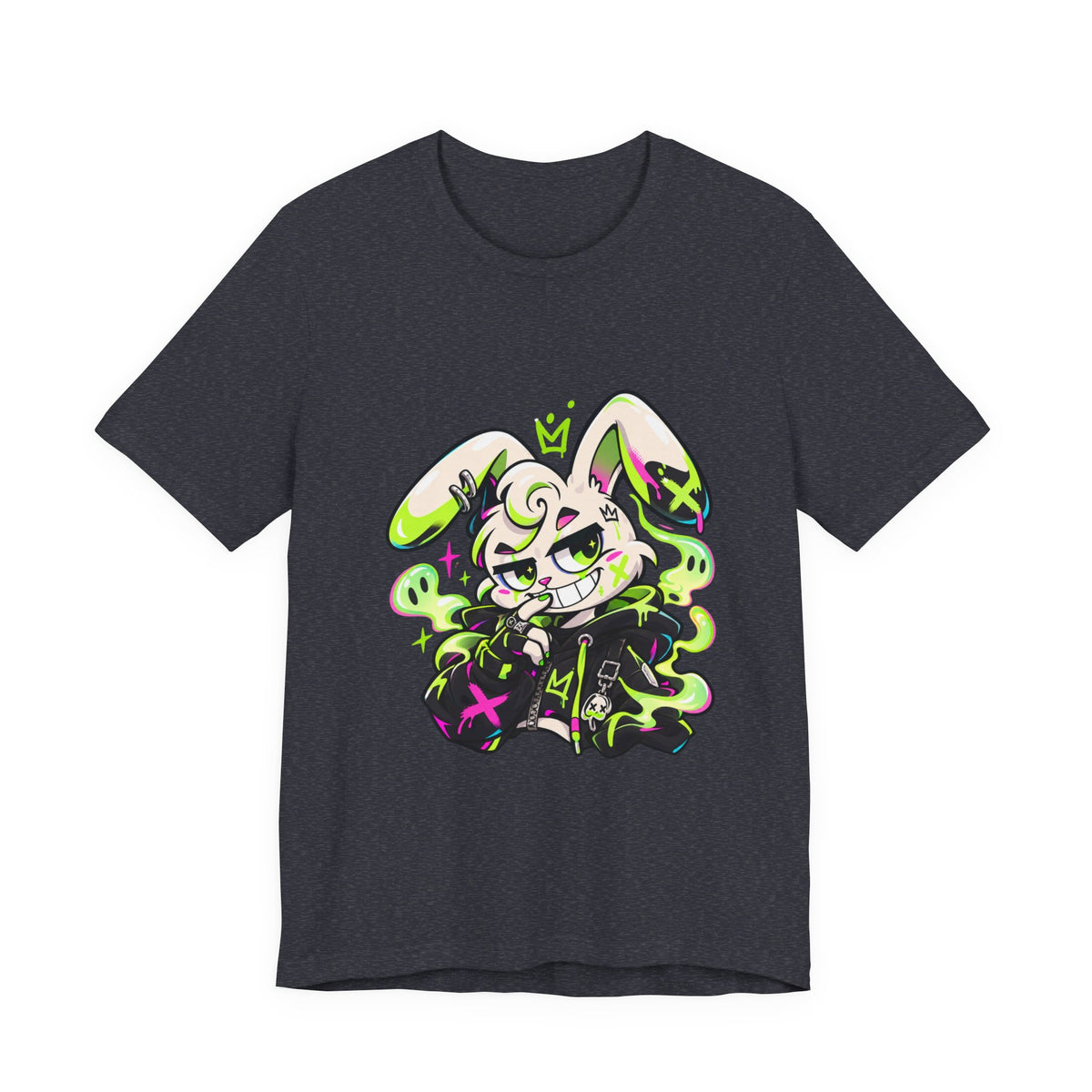 Neon Goth Bunny Premium Jersey Tee in Heather Navy