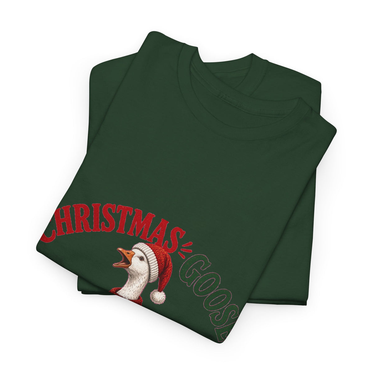 Christmas Goose Crew Heavy Cotton Tee Festive Holiday Shirt