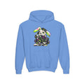 Neon Punk Bunny Kids Hoodie in Carolina Blue