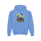 Neon Punk Bunny Kids Hoodie in Carolina Blue