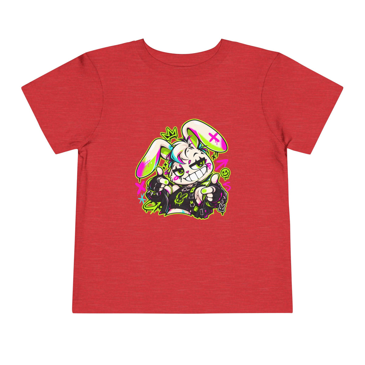 Punk Bunny Graffiti Toddler Tee in Heather Red