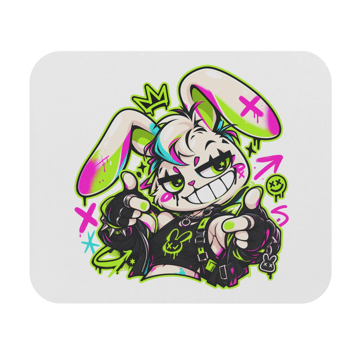 Punk Bunny Graffiti Mouse Pad