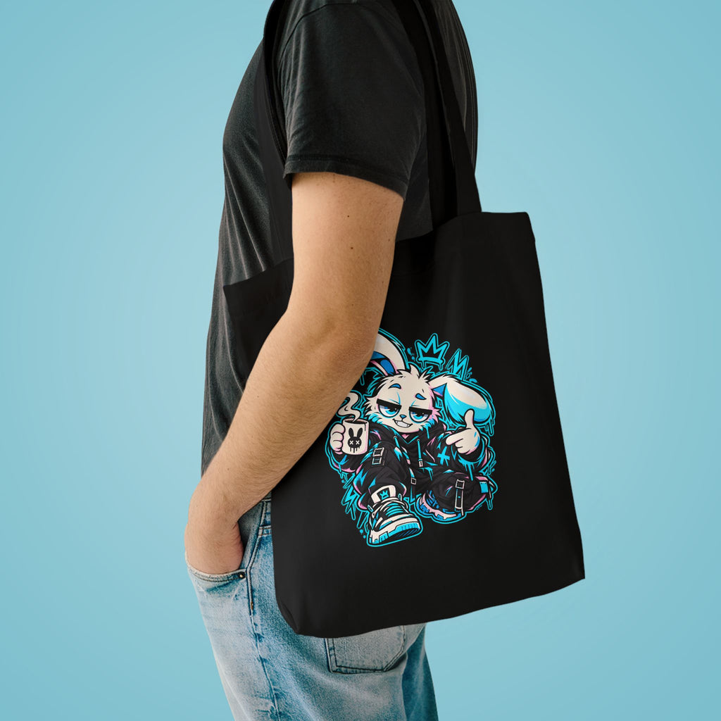 Graffiti Rabbit Coffee Cotton Tote Bag