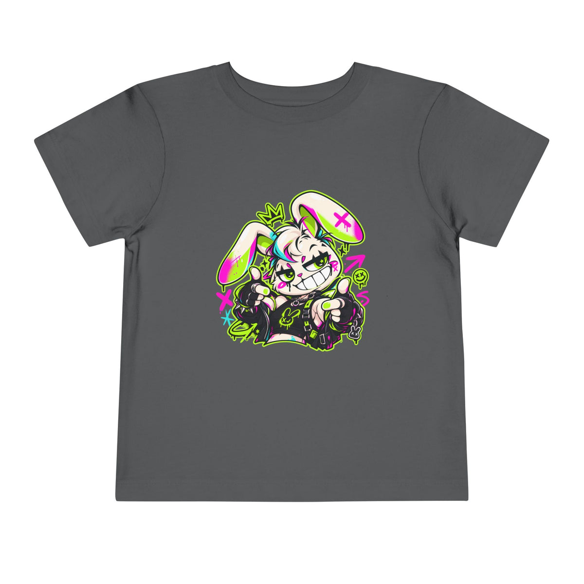 Punk Bunny Graffiti Toddler Tee in Asphalt
