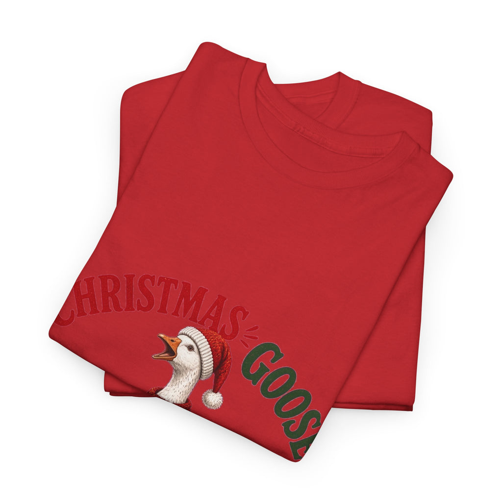Christmas Goose Crew Heavy Cotton Tee Festive Holiday Shirt