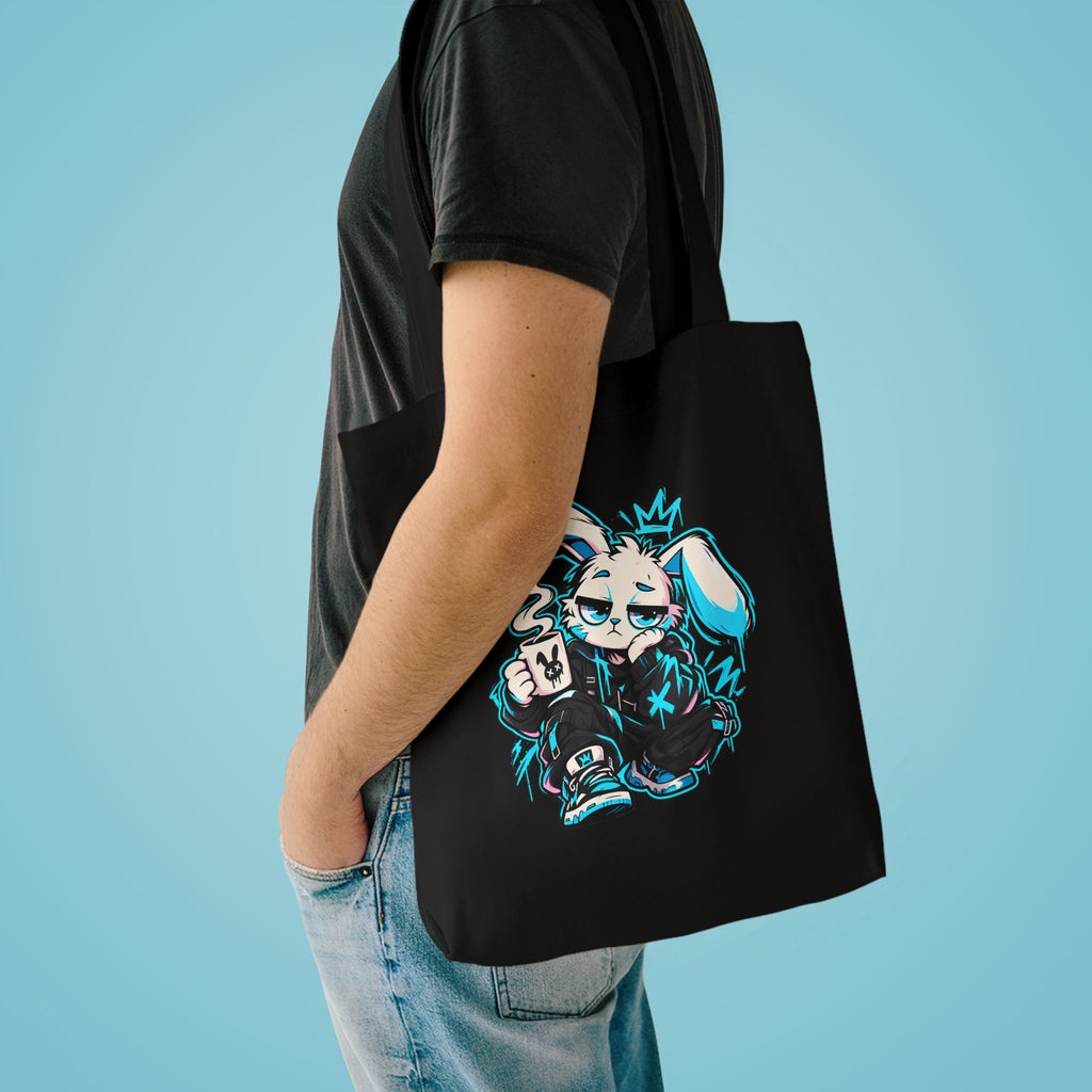 Graffiti Rabbit Coffee Cotton Tote Bag