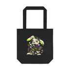Neon Punk Bunny Cotton Tote Bag in Black