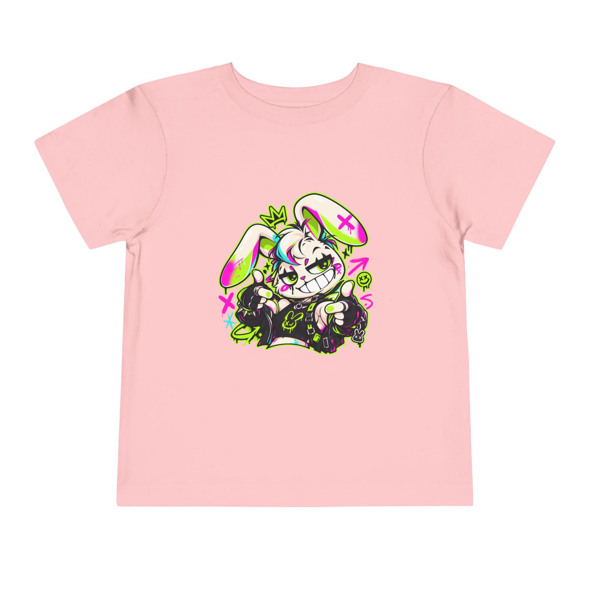 Punk Bunny Graffiti Toddler Tee in Pink