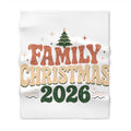 Retro Family Christmas 2026 Throw Blanket in White base