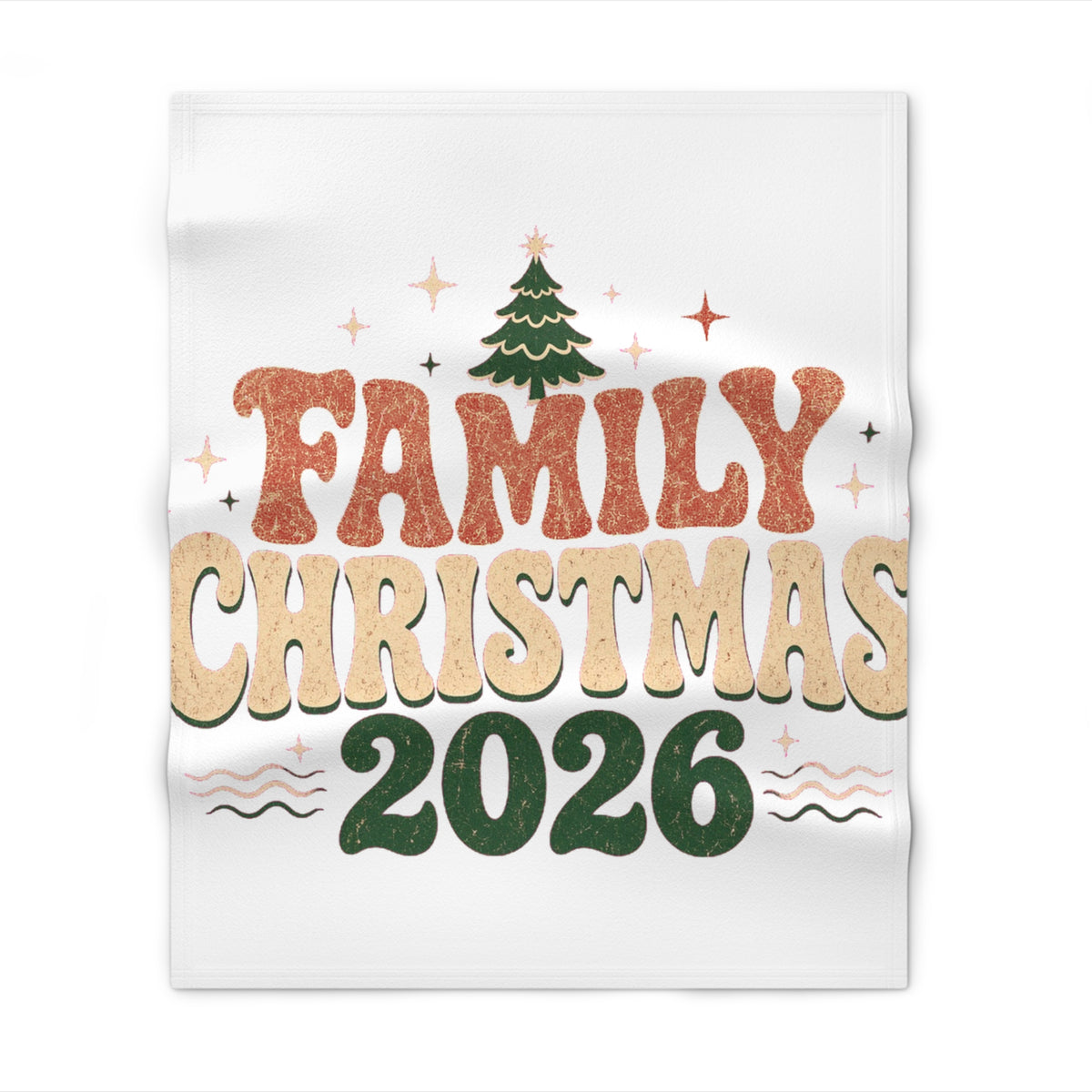 Retro Family Christmas 2026 Throw Blanket in White base