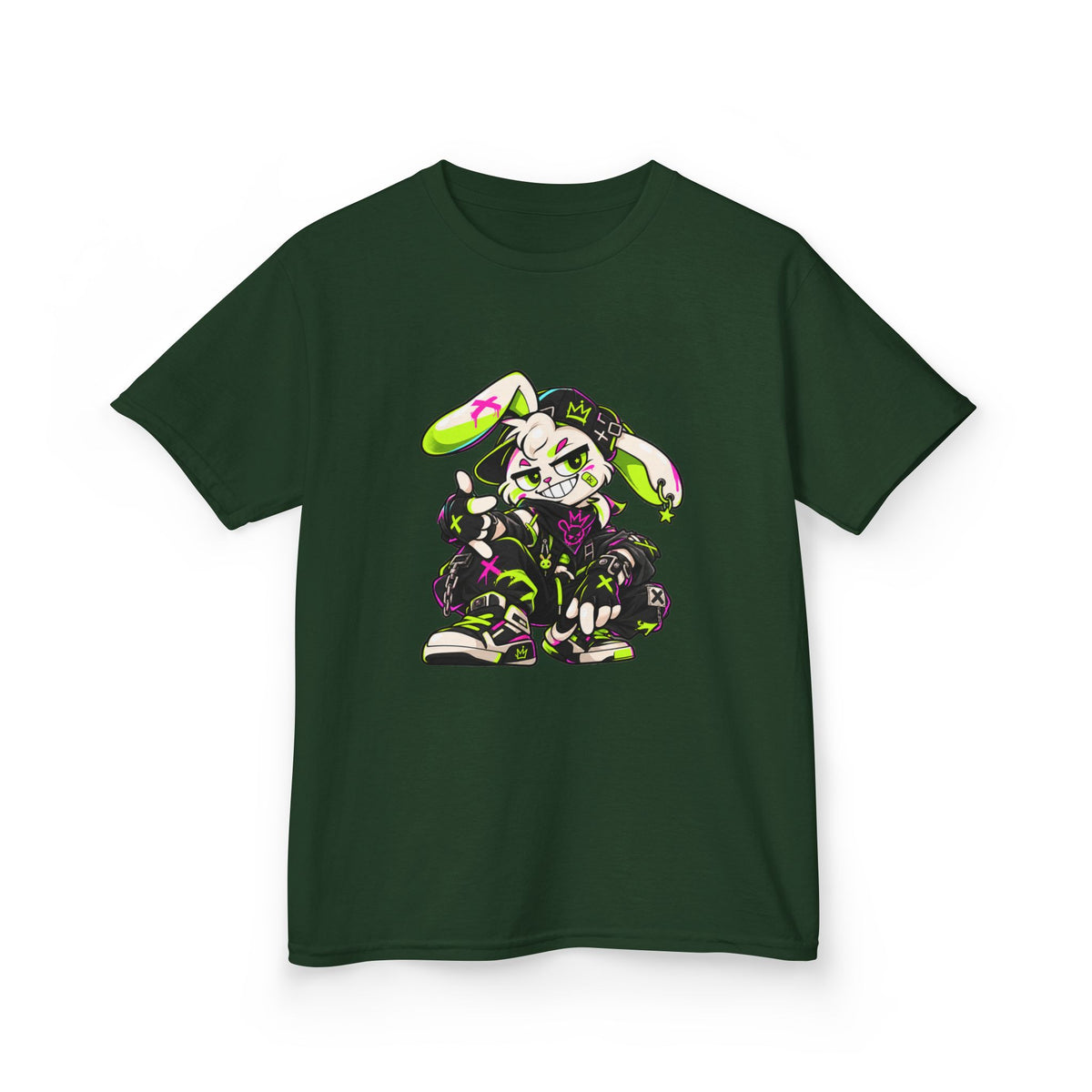 Neon Punk Bunny Kids Heavy Cotton Tee