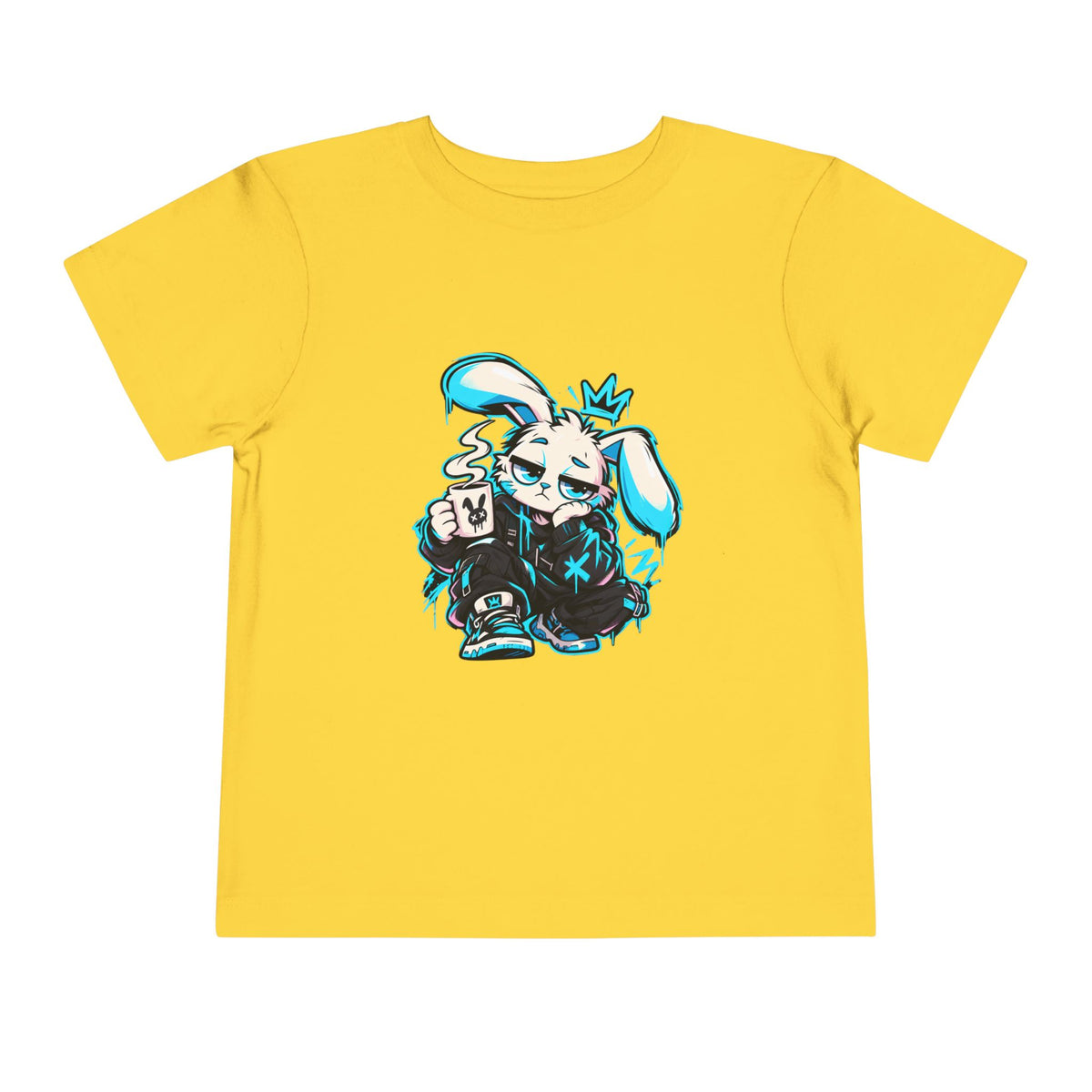 Graffiti Rabbit Coffee Toddler Tee in Yellow